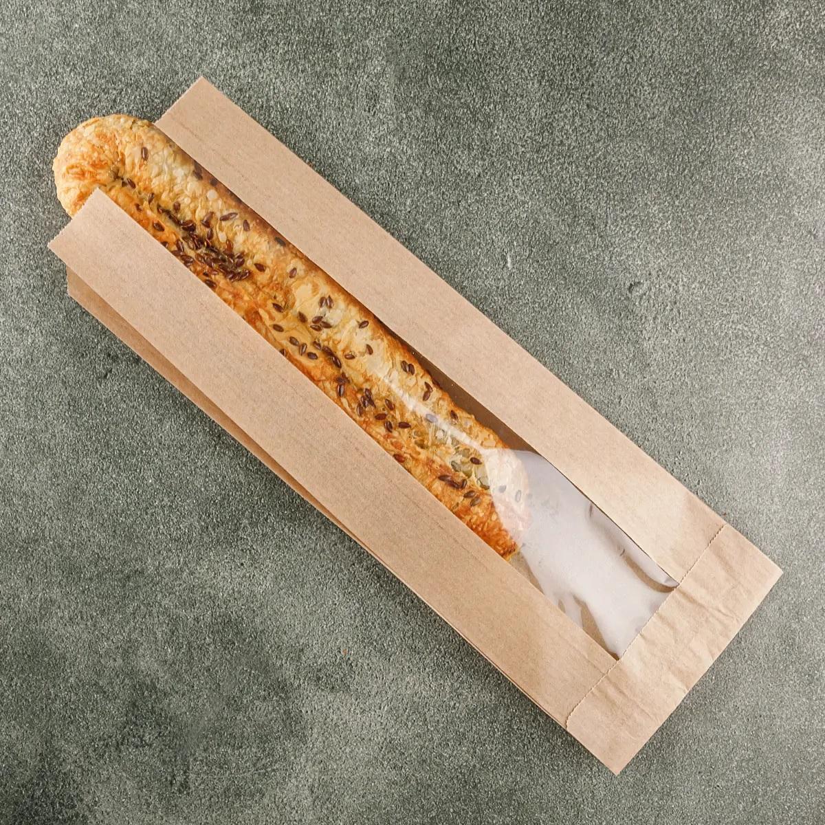 Пакет бумажный с окном V-дно 30,0х10,0х5,0см крафт  1500шт/кор