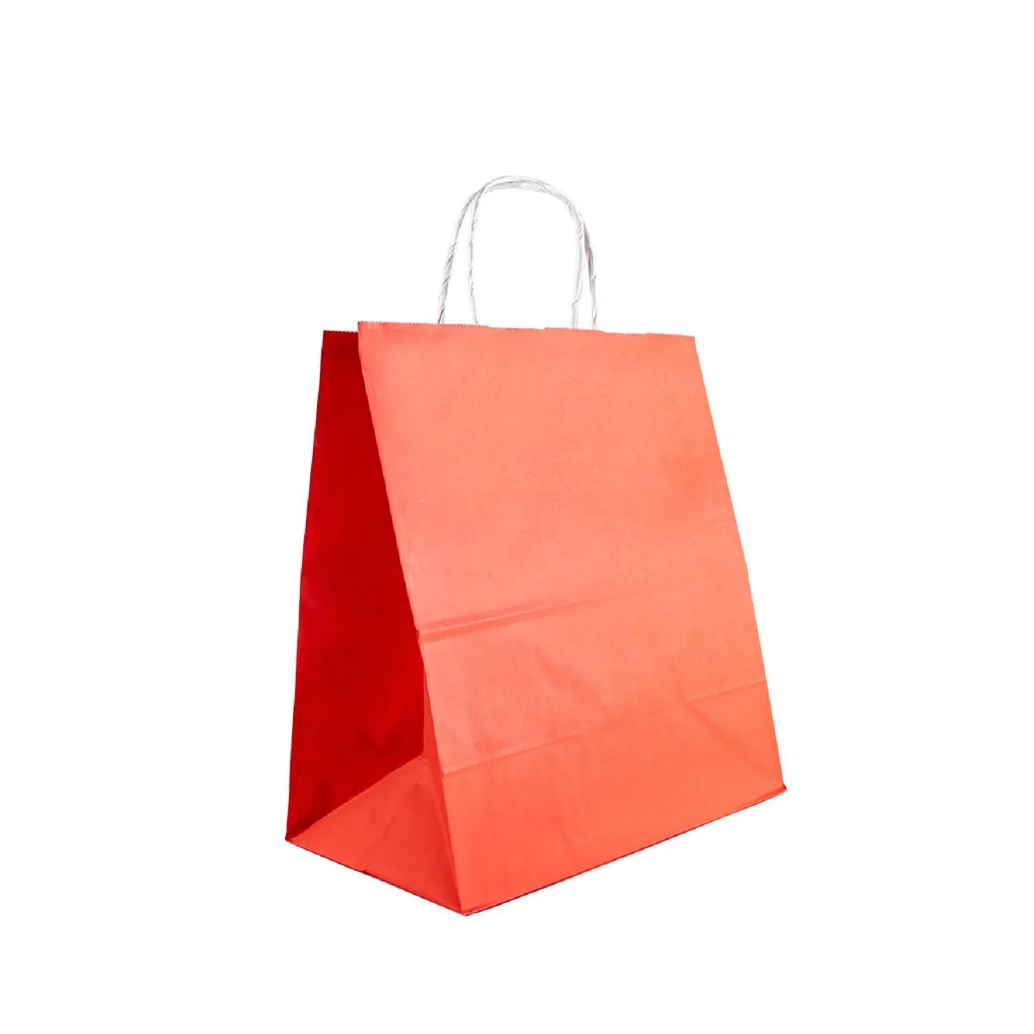 Пакет-сумка бумажная 28х24+14см (240*140*280мм) красная ручки крученые 70гр/м2