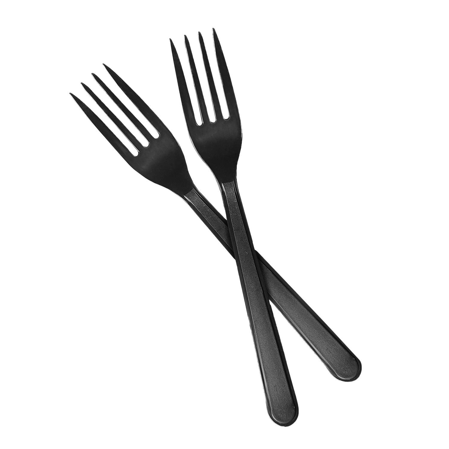 Вилка пластиковая 18,0см черная  50 шт/уп Премиум