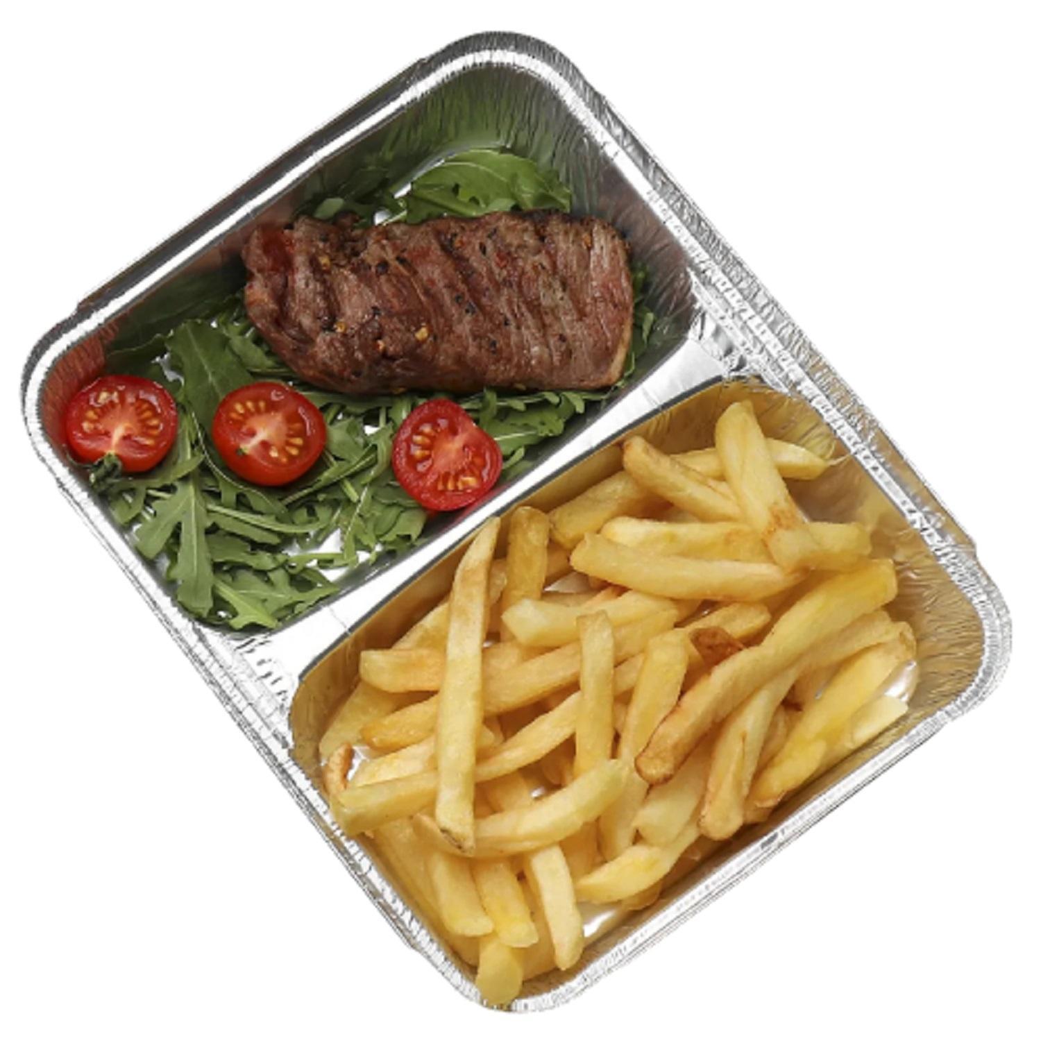 Контейнер из алюм  фольги  520+320мл 2-хсекционный 22,7х17,7х3,0см