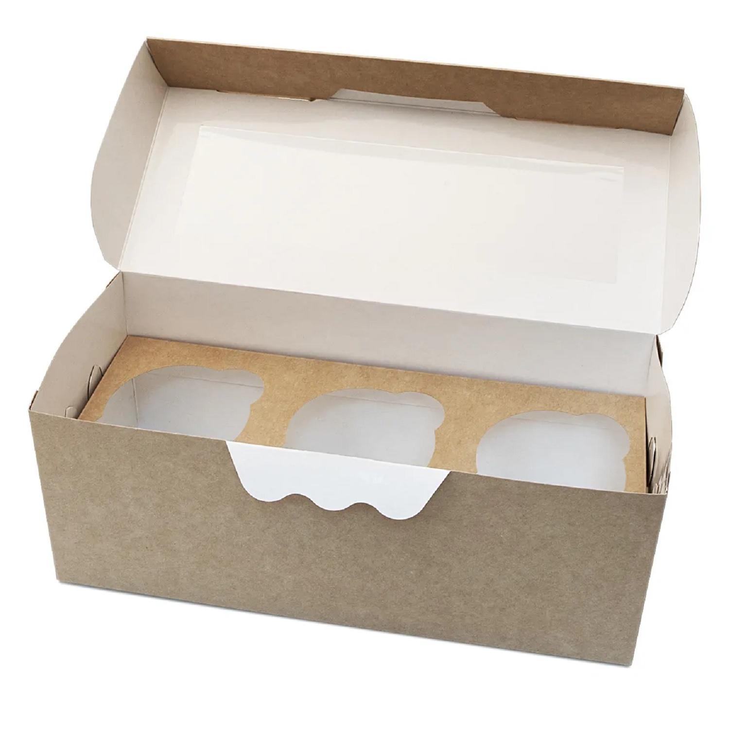 Упаковка для кексов и маффинов 25х10х10см ECO MUF 3 с ложементом