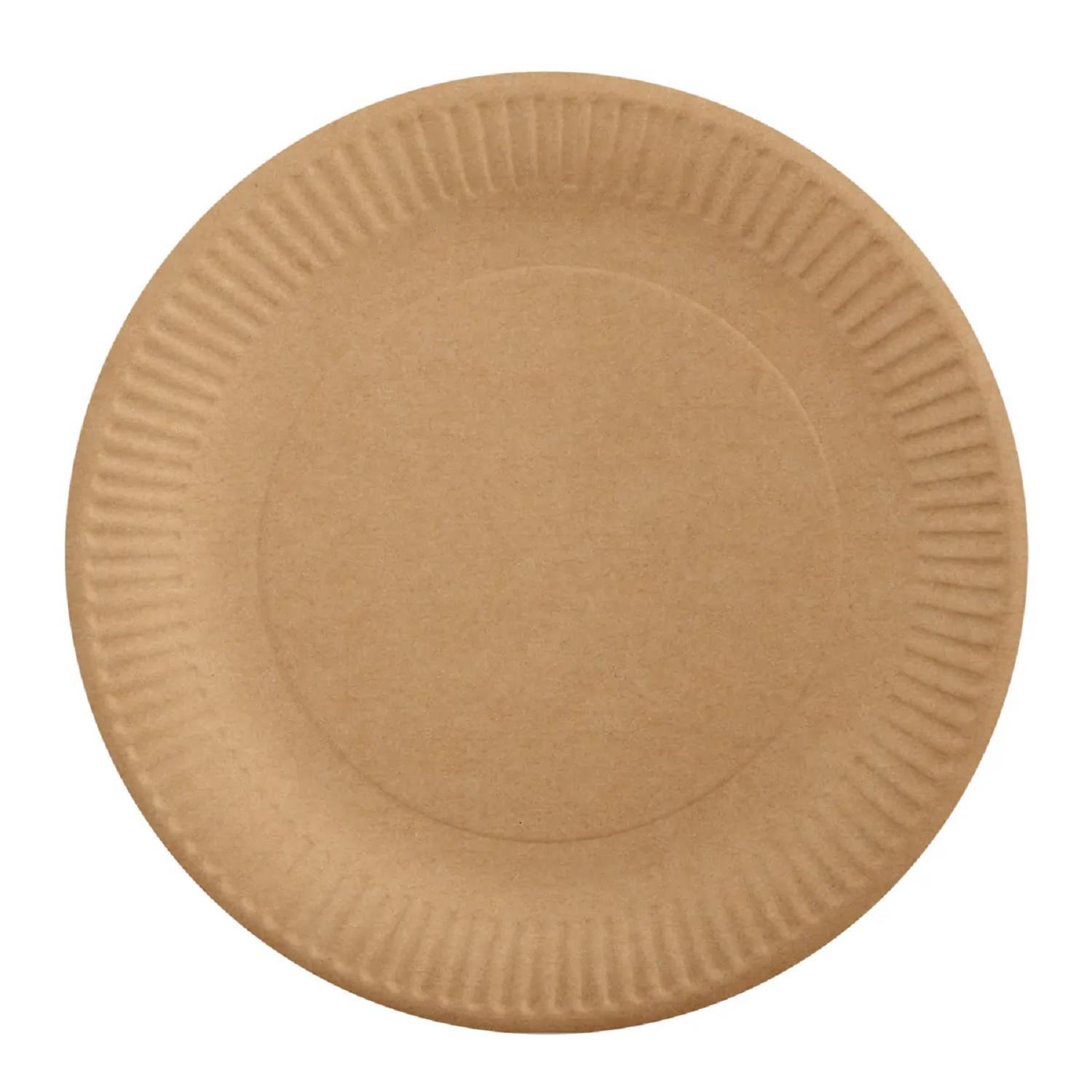 Тарелка одноразовая картон d23см крафт AVIORA 100шт/уп