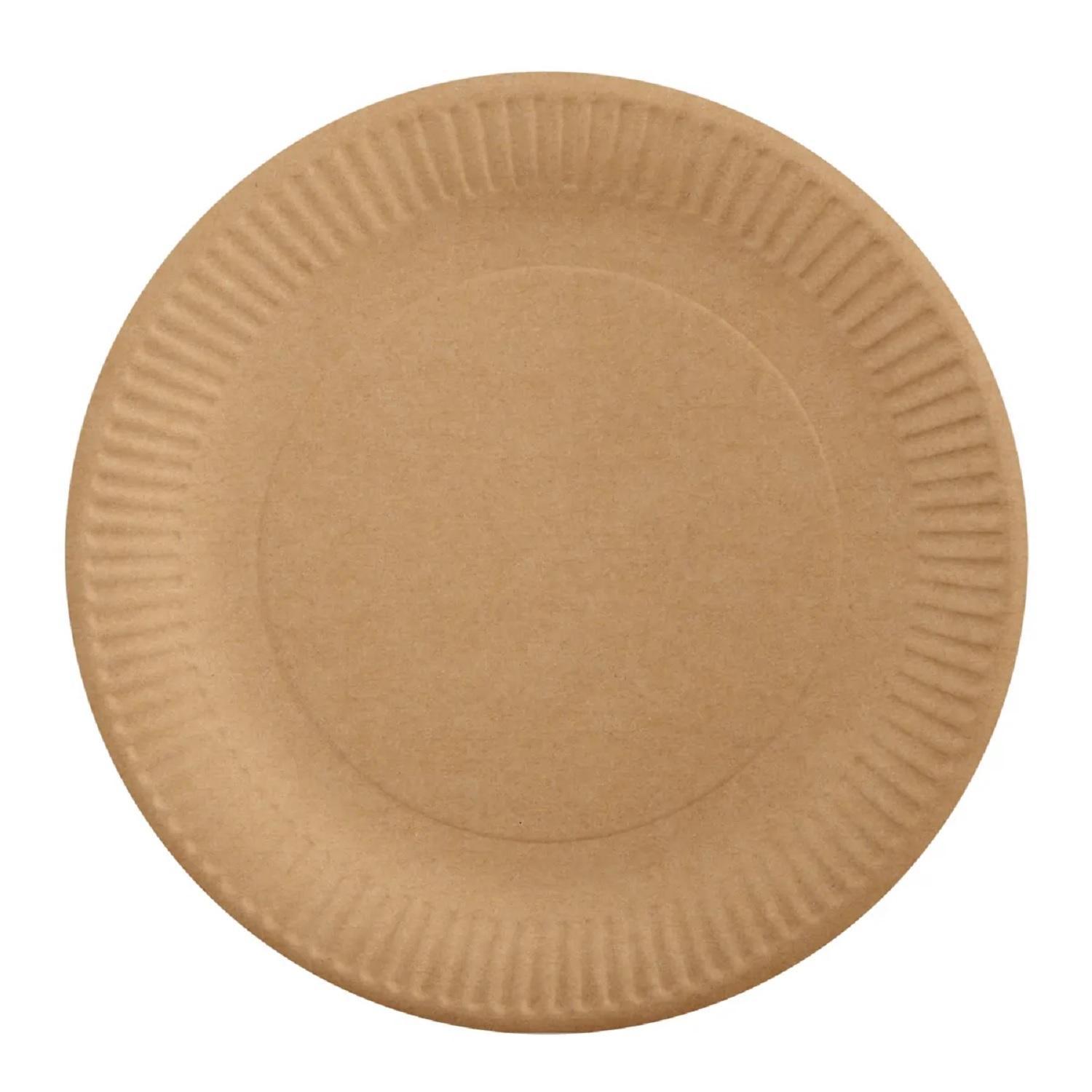 Тарелка одноразовая картон d18см крафт AVIORA  50шт/уп