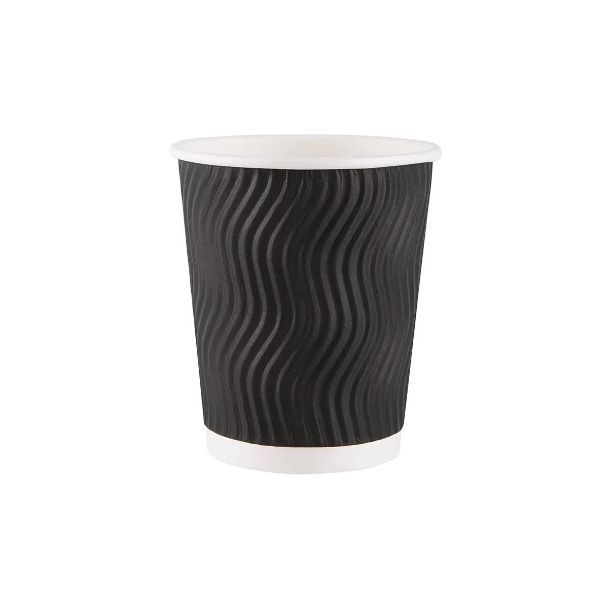 Стакан бумажный 250мл  трехслойный Черная волна 25шт/уп