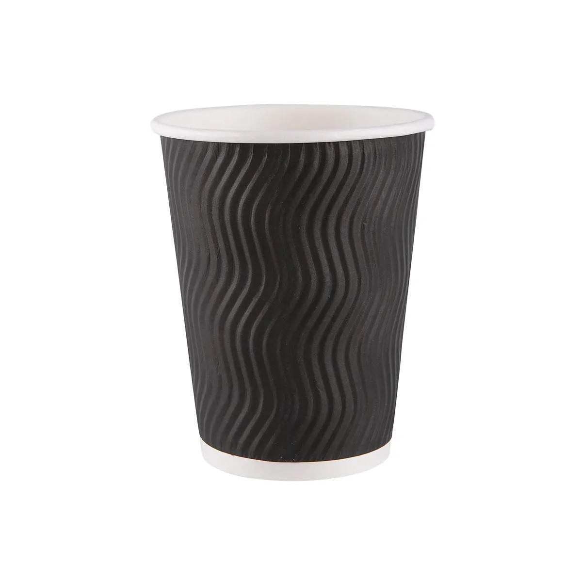 Стакан бумажный 300мл  трехслойный Черная волна 25шт/уп