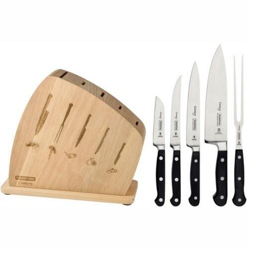 Набор ножей 6 предметов на подставке черный  Century
