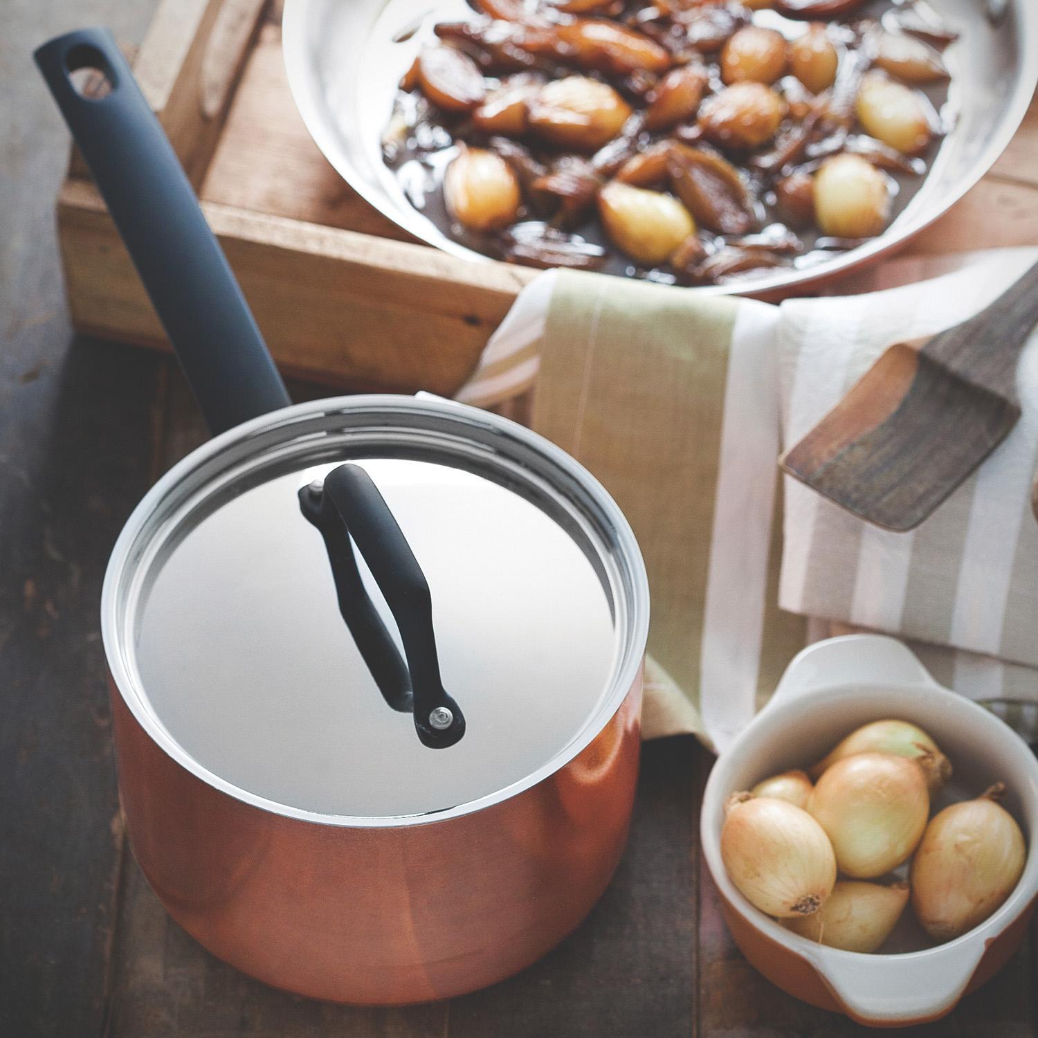 Соусник стальной 16см 1,8л с крышкой Trix Cobre