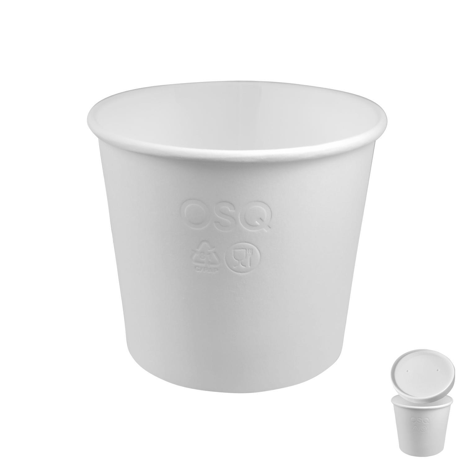 OSQ Round Bowl  400 W Контейнер белый 400мл d10,0см h8,5см (крышка отдельно)