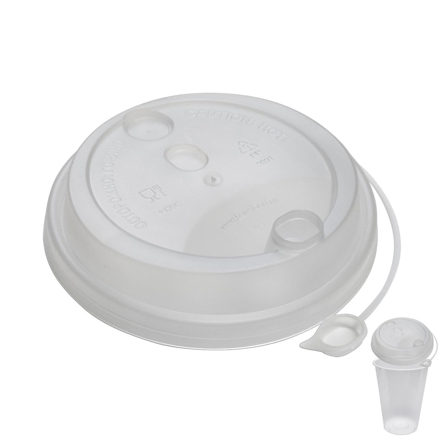 Крышка к стаканам d9,0см PP с пробкой заглушкой прозрачная матовая 50 шт/уп