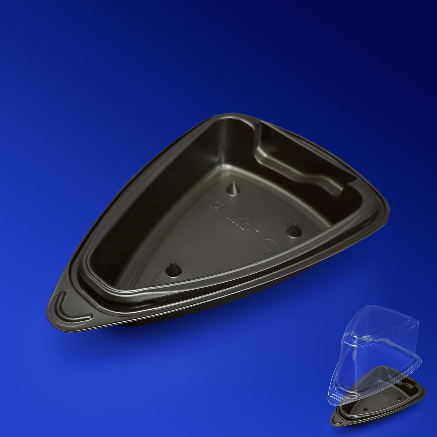 Дно к упаковке для пирожных 12,0х8,6x2,6см PS коричневое внутреннее треугольник