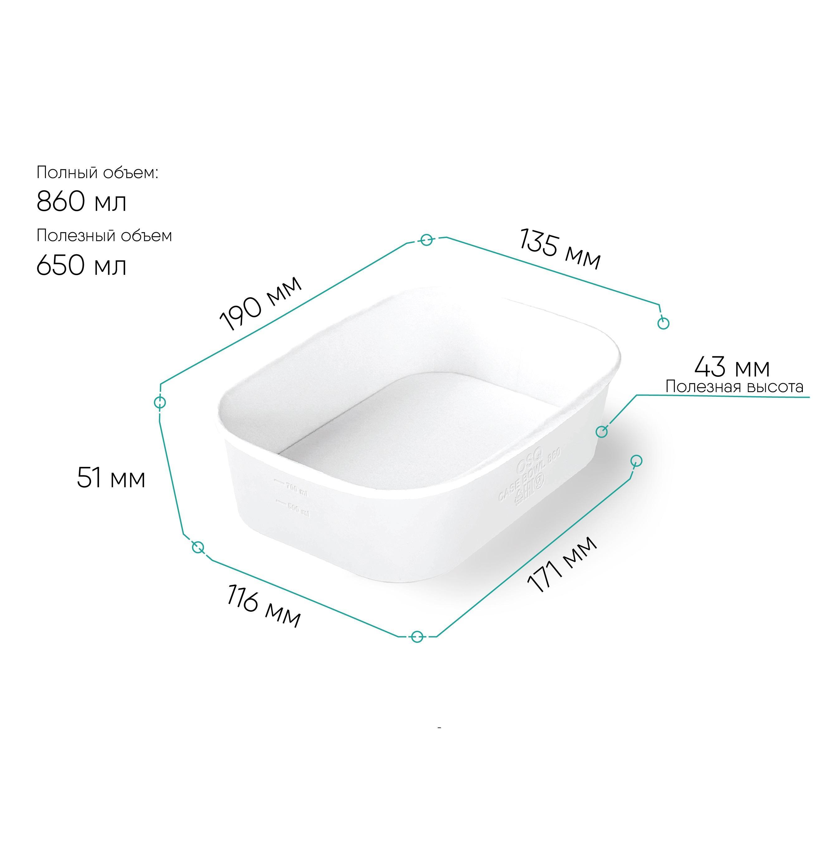 OSQ CASE BOWL 860 белый/белый WHITE EDITION 19,0х13,5х5,1см 860мл (крышка отдельно)