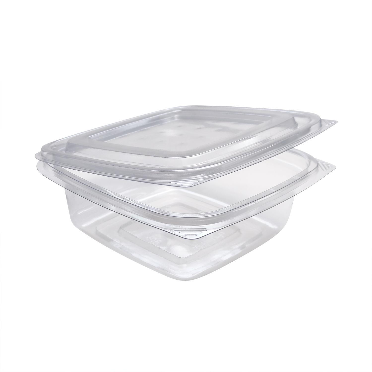 Контейнер пластиковый 375мл PET прозрачный с нераздельной крышкой 13,8х13,8х4,8см 400 шт/кор