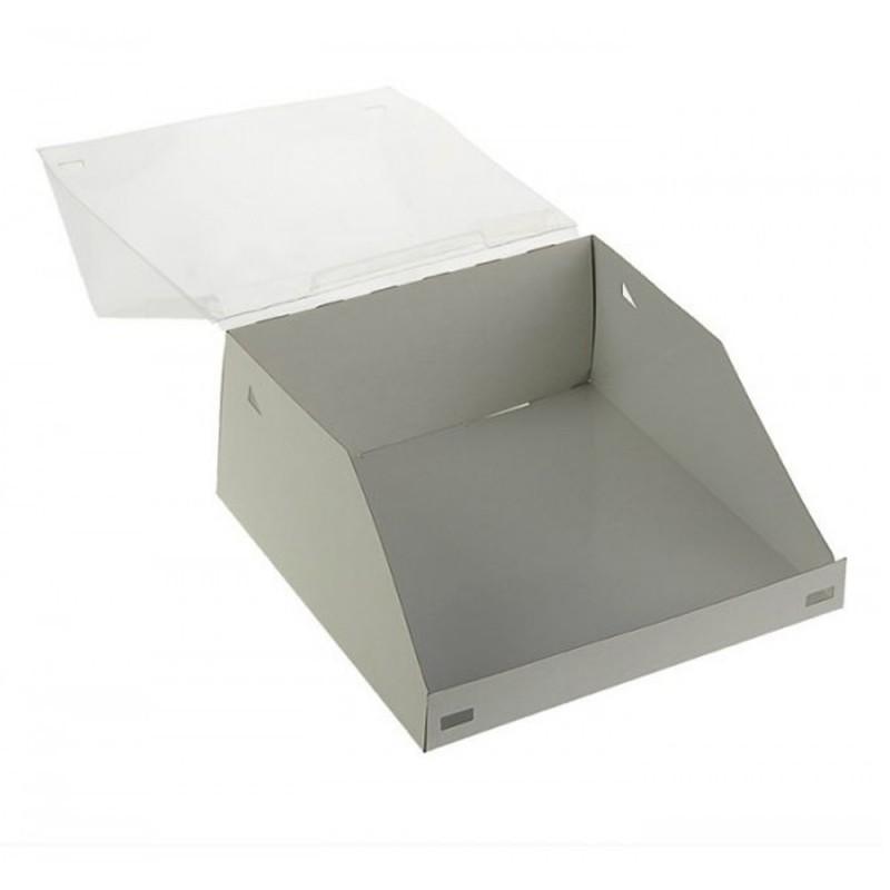 Коробка для торта белая с прозрачной крышкой ForG SLIDE W 22,5х22,5х10,0см