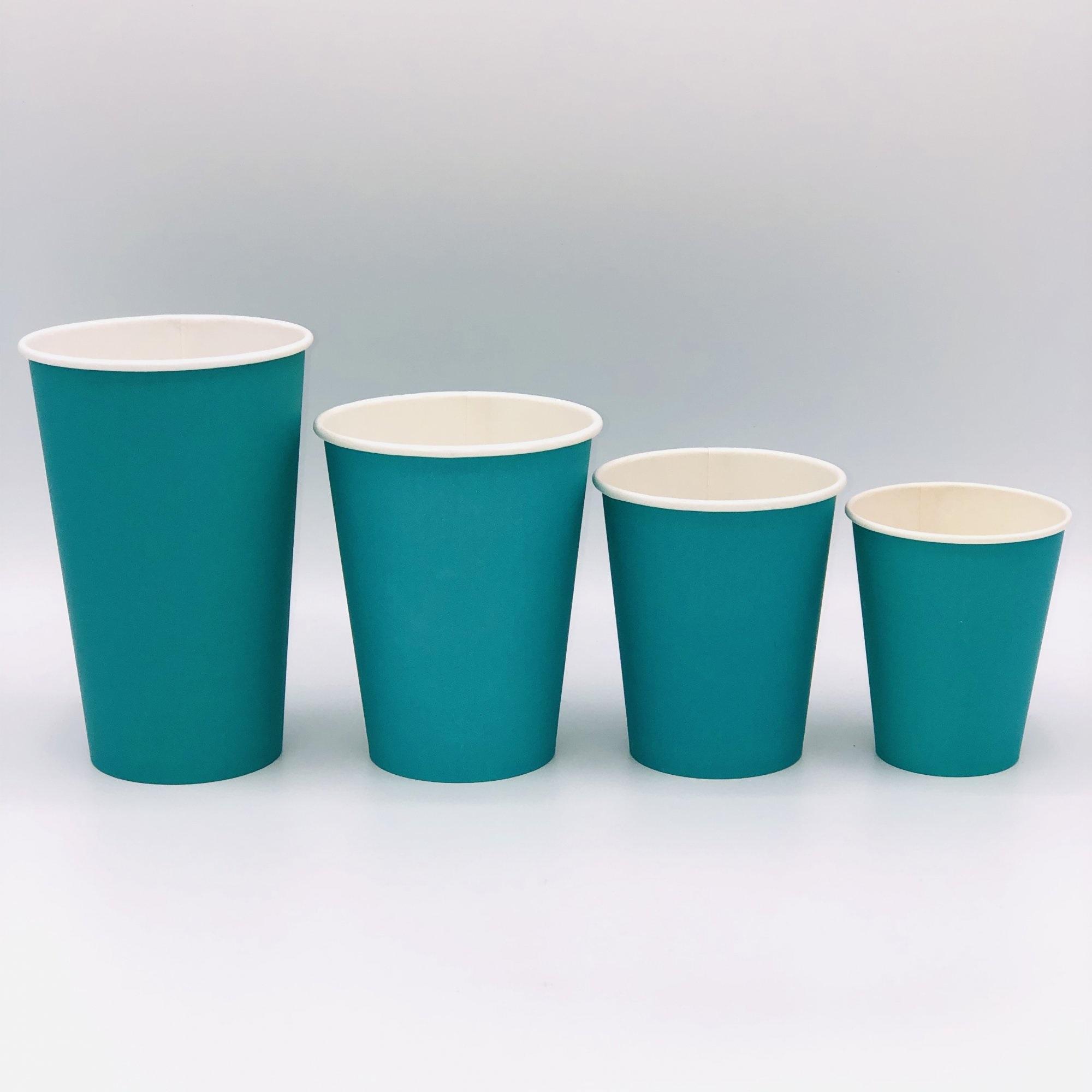 Стакан бумажный 400мл для горячих напитков бирюзовый 50шт/уп
