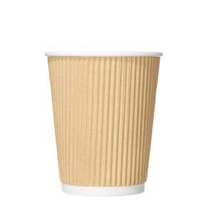 Стакан бумажный 250мл двухслойный рифленый крафт 25 шт/уп 500шт/кор