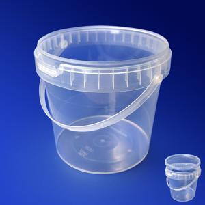 Ведерко 1000мл круглое прозрачное с ручкой и контрольным замком PP (крышка отдельно) ТоргСтрой