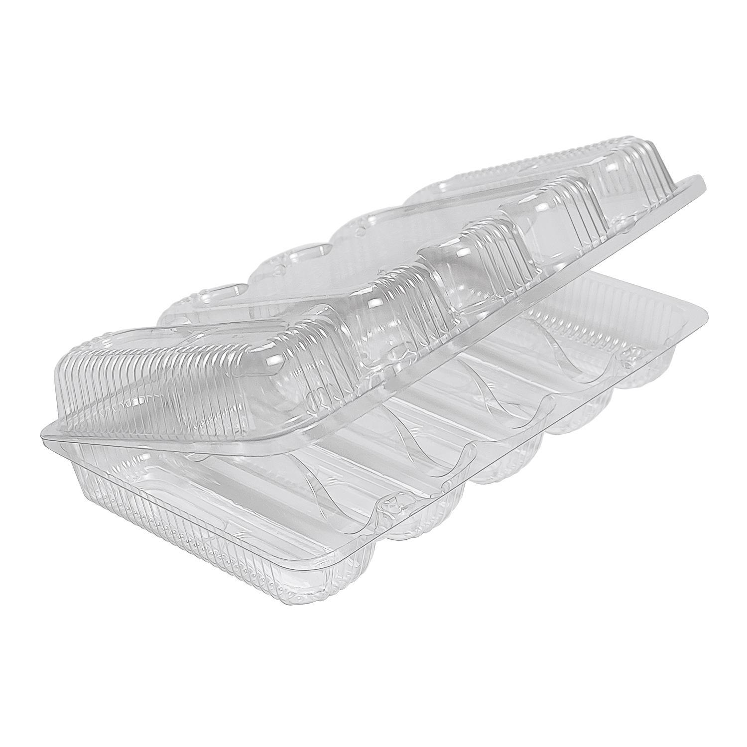 Контейнер пластиковый на 5 секций 1200мл PET прозрачный с нераздельной крышкой 25,4х15х5см размер ячейки 12х4,5х4,5см 400 шт/кор ПР-К-28С5 А ПЭТ