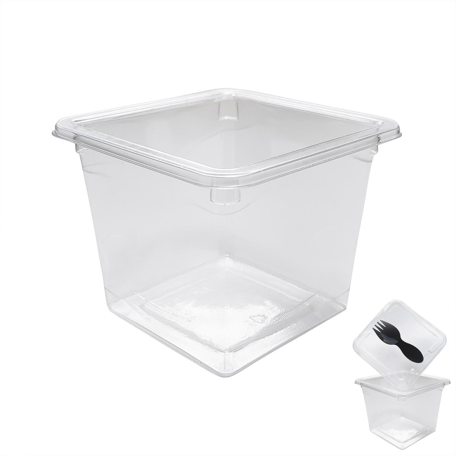 Стакан-контейнер пластиковый 350мл РЕТ прозрачный внеш 9,5х9,5х7,5см под запай без крышки 300 шт/кор ПР-СТ-95х75 ПЭТ