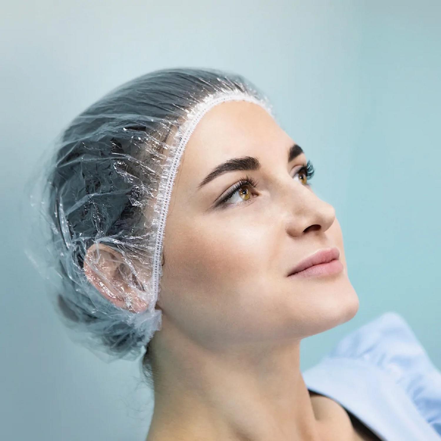 Берет/клипса из полиэтилена прозрачная 50шт/уп