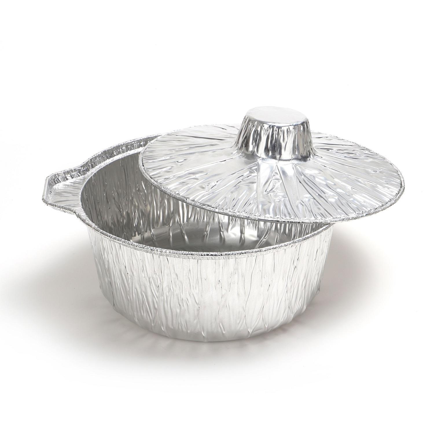 Казан из алюм фольги 2300мл d25,6/17,1см h9,35см с крышкой 75шт/уп