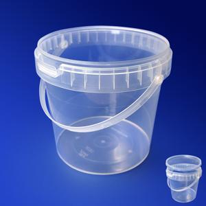 Ведерко  1000мл круглое прозрачное с ручкой и контрольным замком PP (крышка отдельно)  Jokey