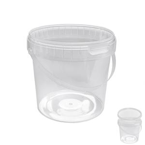 Ведерко  1000мл круглое прозрачное с ручкой и контрольным замком PP (крышка отдельно)  Jokey