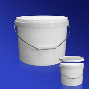 Ведерко 11000мл круглое белое с ручкой и контрольным замком PP (крышка отдельно)