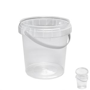 Ведерко   155мл круглое прозрачное с ручкой и контрольным замком PP