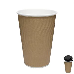 Стакан бумажный 400мл  двухслойный крафт гофрированный 30 шт/уп