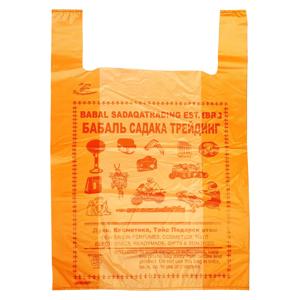 Пакет п/эт оранжевый майка 45х70см 20мк 35шт/уп с рисунком  35шт/уп