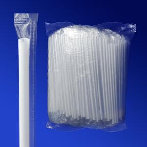 Трубочка отдельно упакованная ПП d0,8x23см белая 500шт/уп без гофры