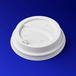 Крышка к стаканам d9,0см PP с откидным питейником белая 50шт/уп 2000шт/кор Upax-Unity