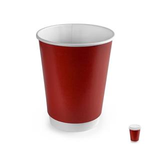 Стакан бумажный 350мл двухслойный красный 25 шт/уп