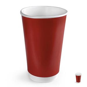 Стакан бумажный 400мл двухслойный красный 25 шт/уп