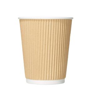 Стакан бумажный 350мл двухслойный рифленый крафт 25 шт/уп 500шт/кор