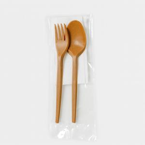 Ланч - набор 3/1 Вилка/ Ложка древ волокно/ Салфетка