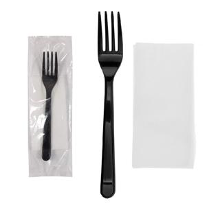 Ланч - набор  2/1 Вилка Премиум 18см черная/салфетка