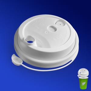 Крышка к стаканам d8,0см PP с пробкой заглушкой матовая белая 50 шт/уп