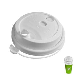 Крышка к стаканам d8,0см PP с пробкой заглушкой матовая белая 50 шт/уп
