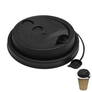 Крышка к стаканам d8,0см PP с пробкой заглушкой матовая черная 50 шт/уп