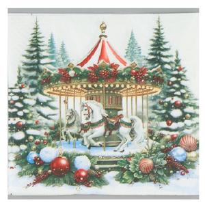Салфетки новогодние 33х33см 3 сл 20шт/уп Снежная карусель купить в Алматы оптом