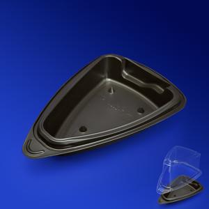 Дно к упаковке для пирожных 12,0х8,6x2,6см PS коричневое внутреннее треугольник