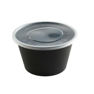 Контейнер пластиковый круглый  900мл PP черный d15 h9,0см  с крышкой