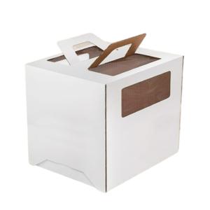 Коробка для торта белая с окном с ручками GKH 22,0x22,0x15,0см 25шт/кор