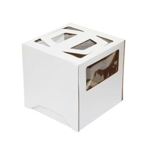 Коробка для торта белая с окном с ручками GKH 22,0x22,0x24,0см 25шт/кор