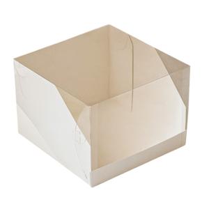 Коробка для торта белая с прозрачной крышкой 20,0х20,0х14,0см 25шт/уп  100шт/кор