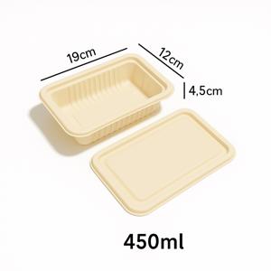 Контейнер прямоугольный 450мл 19,0х12,0х4,5см кукурузный крахмал с крышкой