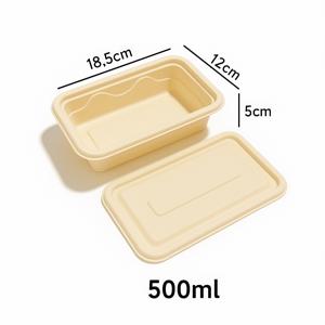 Контейнер прямоугольный 500мл 18,5х12,0х5,0см кукурузный крахмал с крышкой