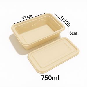 Контейнер прямоугольный 750мл 21,0х13,5х6,0см кукурузный крахмал с крышкой