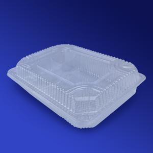 Контейнер пластиковый на 4 секции 1850мл PЕТ прозрачный с нераздельной крышкой 22,0х15,5х5,5см 300шт/кор